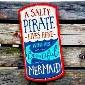 ❤️Vintage 10” Mermaid Tin Hanging Wall Sign Fairycore Home or Garden❤️